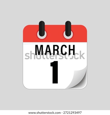 Flat calendar icon showing first of March date design