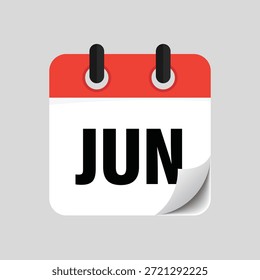 Icono de calendario plano que muestra el diseño de la fecha del mes de junio