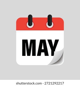 Icono de calendario plano que muestra el diseño de la fecha del mes de mayo