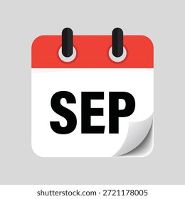 Icono de calendario plano que muestra el diseño de la fecha del mes de septiembre