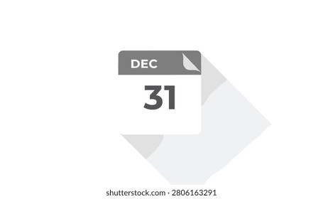 Flat calendar icon showing the thirty-first of December with a clean modern layout and a soft long shadow effect.