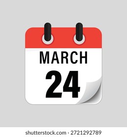 Flat calendar icon showing twenty-fourth of March date design