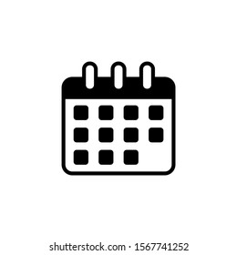Flat calendar icon template in black flat design on white background, Calender on the wall symbol vector sign isolated on white background illustration for graphic and web design