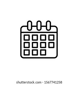 Flat calendar icon template in line art style on white background, Calender on the wall symbol vector sign isolated on white background illustration for graphic and web design