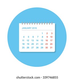 Flat calendar icon top view