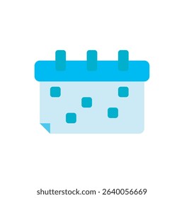 Flat calendar icon vector. Blue desk calendar with dots, perfect for schedules, dates, and planning. 