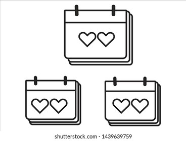 flat calendar icon vector heart line