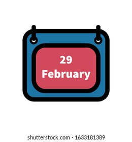 Flat calendar icon vector illustration. Simple calendar with date 29.