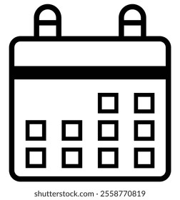 Flat calendar icon. Vector illustration. Template web icon calendar for mobile app. Calendar icon, black and white symbol. Calendar pictogram, logo. Design eps 10 