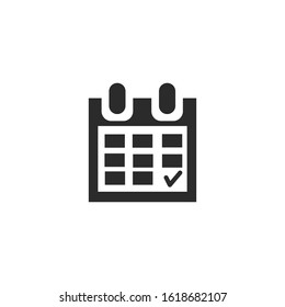 Flat calendar Icon vector sign isolated for graphic and web design. Calendar on the wall symbol template color editable on white background