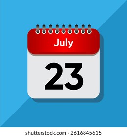Flat Calendar Illustration – July Day Icon with Time Concept