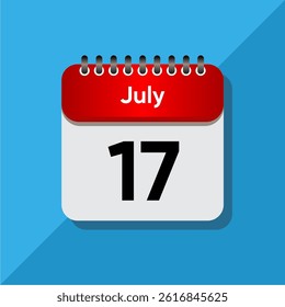 Flat Calendar Illustration – July Day Icon with Time Concept