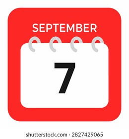 A flat calendar page icon displaying the date of September seventh.