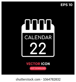 Flat Calendar Vector Icon.Modern,Creative,Minimalist Calendar Vector Icon Symbol Illustration For Web And Mobile App Isolated On Black Backround.Ui/Ux