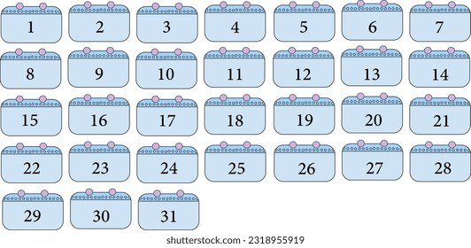 Flat calendar vector illustration in blue color