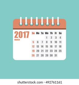 Flat calendar year 2017 set. Vector illustration