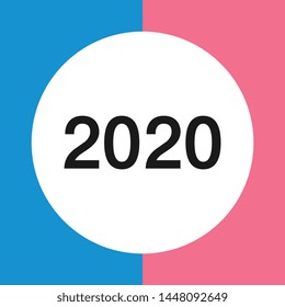 Flat calendar year 2020 icon. Happy New year. Happy New Year 2020. Tear-off calendar icon in flat style on gray background. Vector illustration.