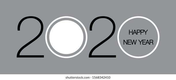 Flat calendar year 2020 icon. Happy New year. Happy New Year 2020. Tear-off calendar icon in flat style on gray background. Vector illustration.