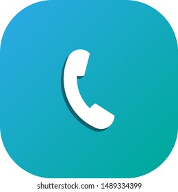 Flat call icon isolated on blue background.