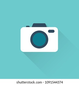 flat camera color icon on blue background