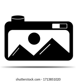 Icono de cámara plana Ilustración con imagen capturada separada en fondo blanco