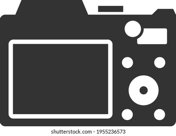 Icono de cámara plana. La imagen de la cámara está diseñada para el diseño y desarrollo de sitios web y aplicaciones. Ilustración vectorial aislada en un fondo blanco.Ilustración del logotipo.