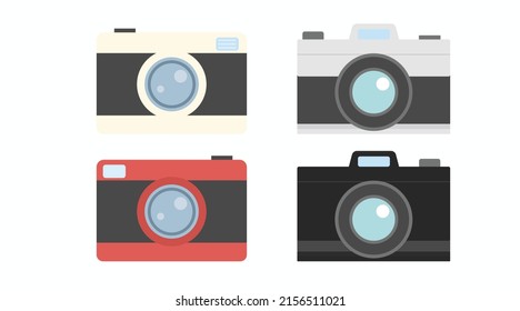 Flat Camera Illustration Set. Vector isolated flat editable illustration set of a photo camera