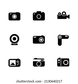 flat camera set icon design 