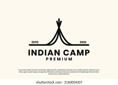 Flat camp indian logo design vector template