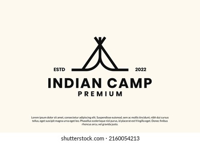 Flat camp indian logo design vector template