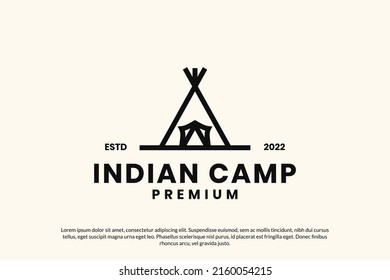 Flat camp indian logo design vector template