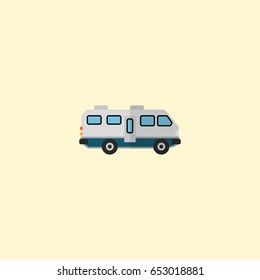 Flat Camper Van Element. Vector Illustration Of Flat Caravan Isolated On Clean Background. Can Be Used As Caravan, Camper And Van Symbols.