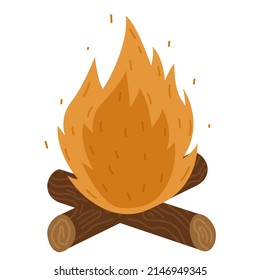 Flat campfire isolated on white background. Vector flame in flat style illustration. Illustration for stickers and web design