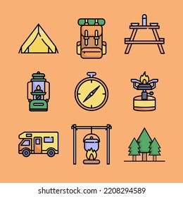 Flat Camping Icon Illustration Design