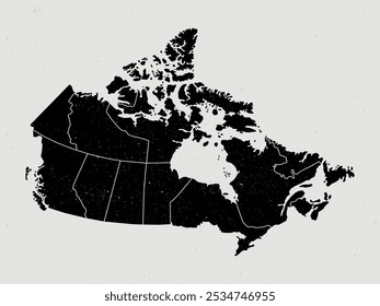 mapa do ícone do canadá vintage. Mapa do Canadá vintage com regiões isoladas sobre fundo branco. américa do norte