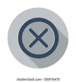 Flat Cancel icon with long shadow on grey circle