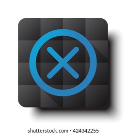 Flat Cancel icon on black app button with drop shadow