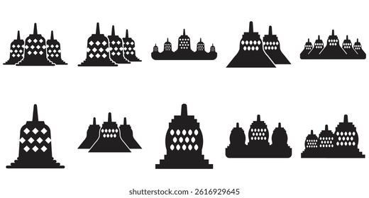 Flat Candi Borobudur Silhouette Bundle
