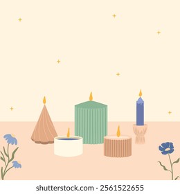 Flat Candles Relaxing Spa Background