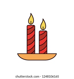 Flat candles vector icon. Background for winter and christmas theme or new year icon for holiday web site.