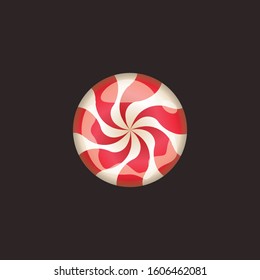 Flat Candy, Red and white candie, vector illustration, isolated on background