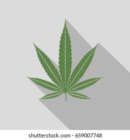 Flat Cannabis Icon with white accent. Marijuana Logo. 