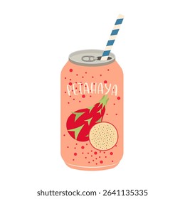 Flat canned and bottled fizzy fruit drinks and flavored sodas. Summer cold and soft drinks