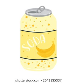 Flat canned and bottled fizzy fruit drinks and flavored sodas. Summer cold and soft drinks