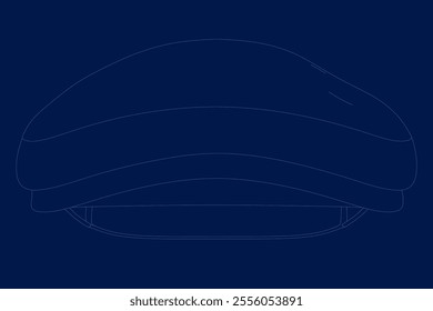 flat cap illustration drawn outline isolated vector