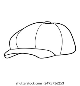 flat cap newsboy illustration hand drawn outline isolated vector