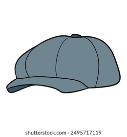 flat cap newsboy illustration hand drawn isolated vector