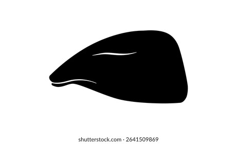 Flat cap symbol, black isolated silhouette