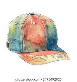 flat cap vector illustration in watercolor style