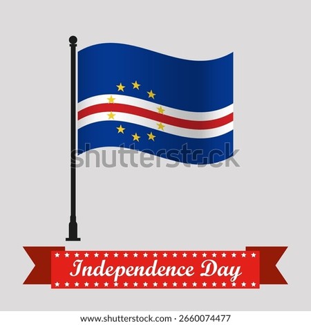 Flat Cape Verde Independence Day With Waving Flag